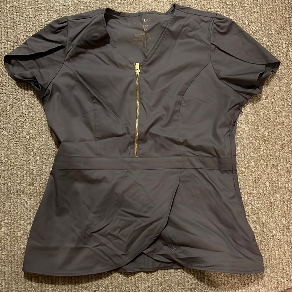 Jaanuu grey peplum scrub top